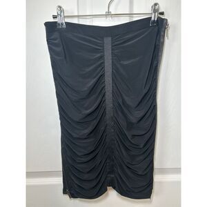 Cache Black Pencil Tuxedo Skirt Gathered‎ Luxe Jersey Size 2 Y2K Style
